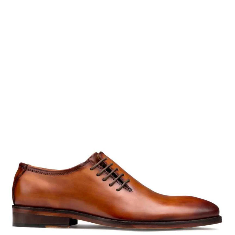 Side Lace-Up Wholecut Leather Tan Oxford Shoe