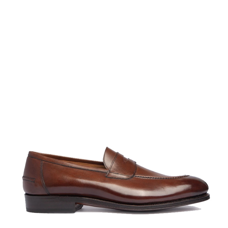 Polished Plain Leather Penny Black Loafer For Men