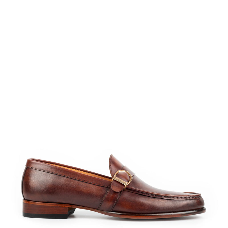 Polished Leather Single MonkStraps Black Loafer