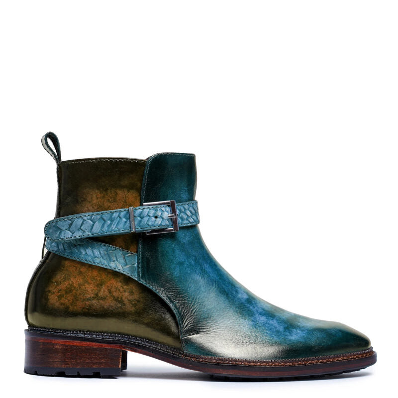 Men Andrea Cross Strap Leather Boots