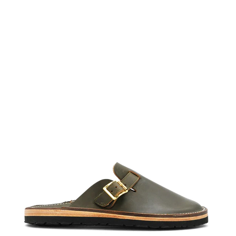 Buckle Clogs Slit Sandal Green