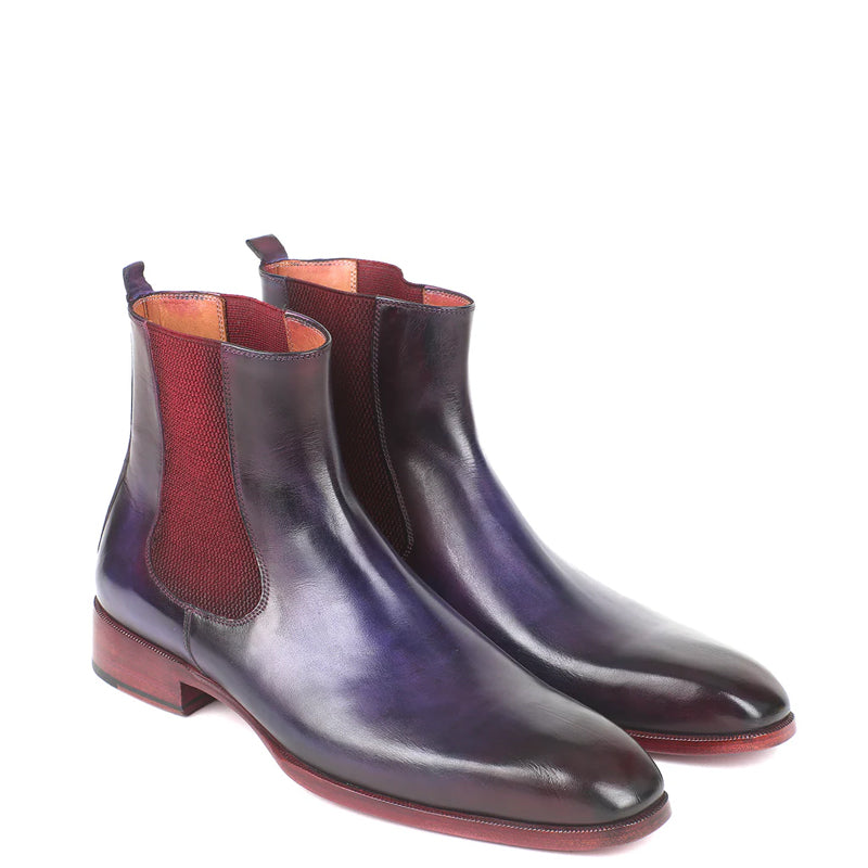 HandPainted Solid Leather Chelsea Boot Black and Green