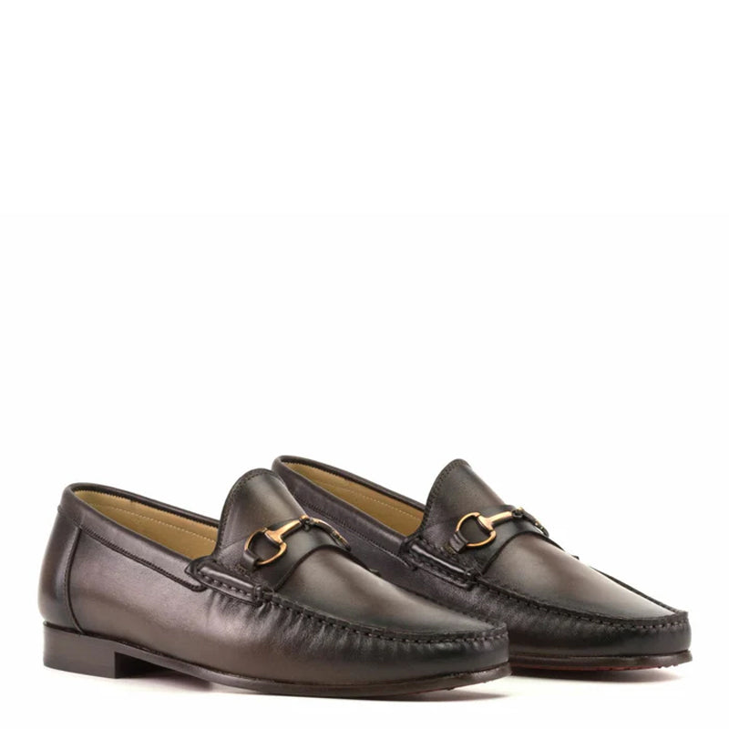 Leather Horsebit Buckled Brown Loafer For Men