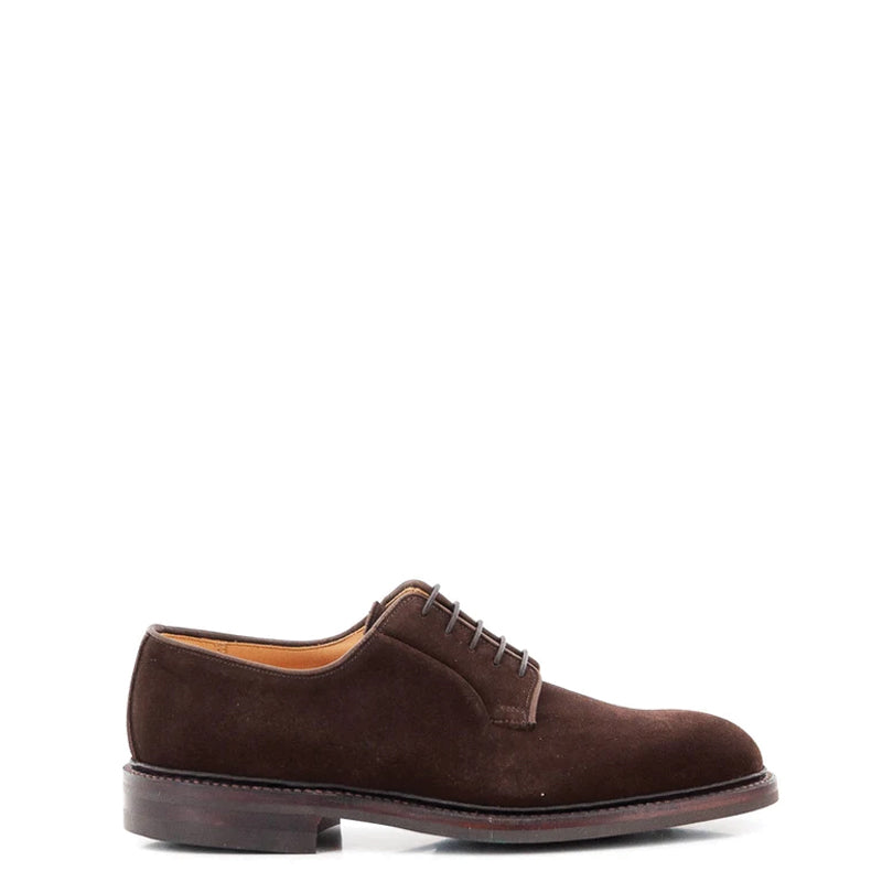 Suede Handmade Solid Leather Derby Shoe Brown