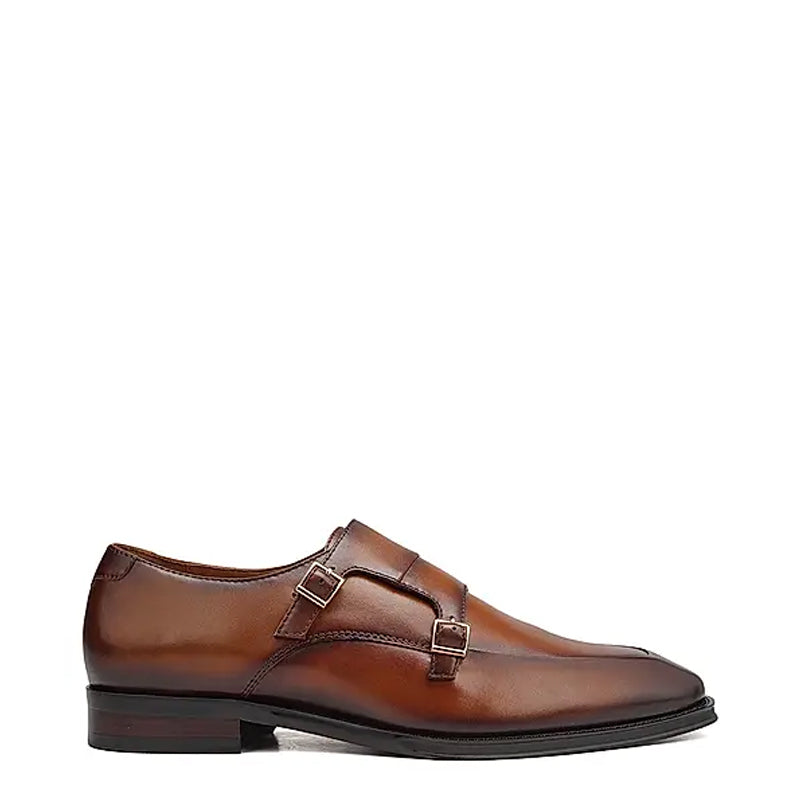 Plain Polished Leather Double Monk Shoe Black