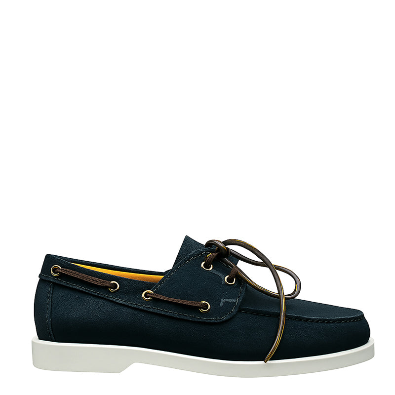 Men's Moccasin In Blue Suede