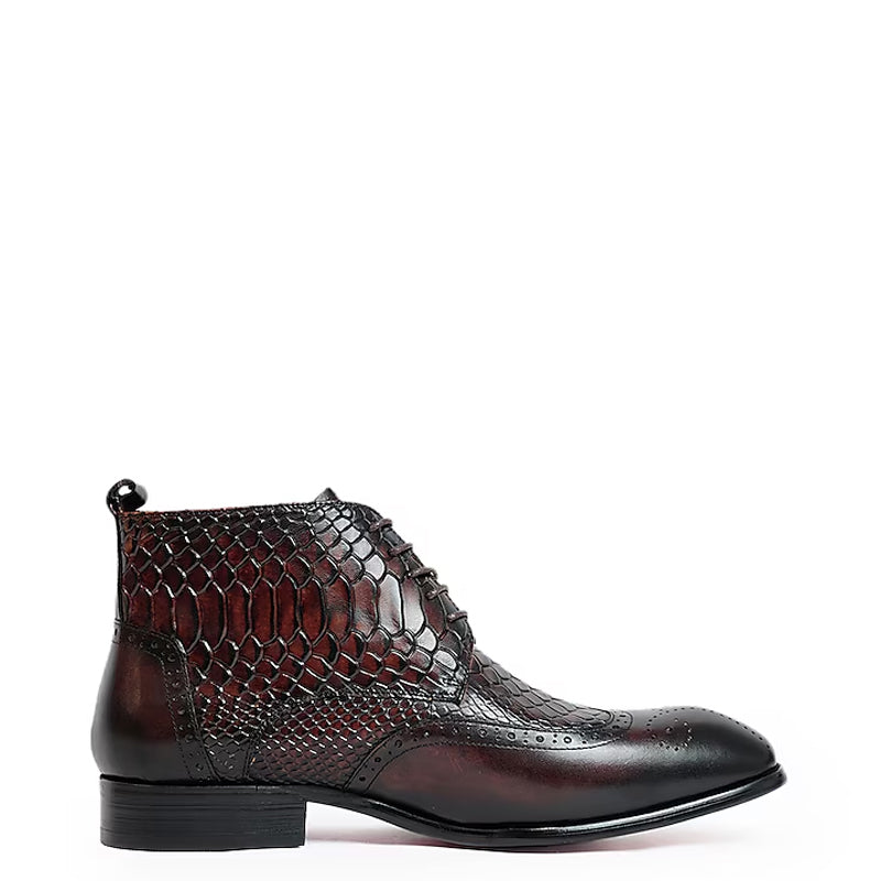 Men Croco Handmade Leather Stylish Ankle Boot Brown