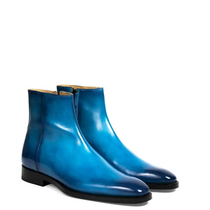 Midnight Classic Shiny Leather Side-Zipper Red Boot