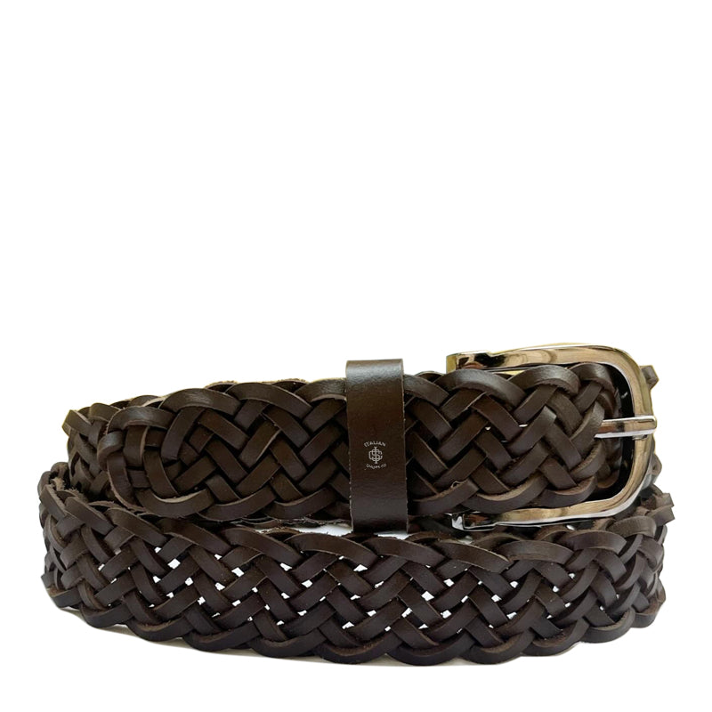 Pelle di Vitello Leather Belt Wide Braided