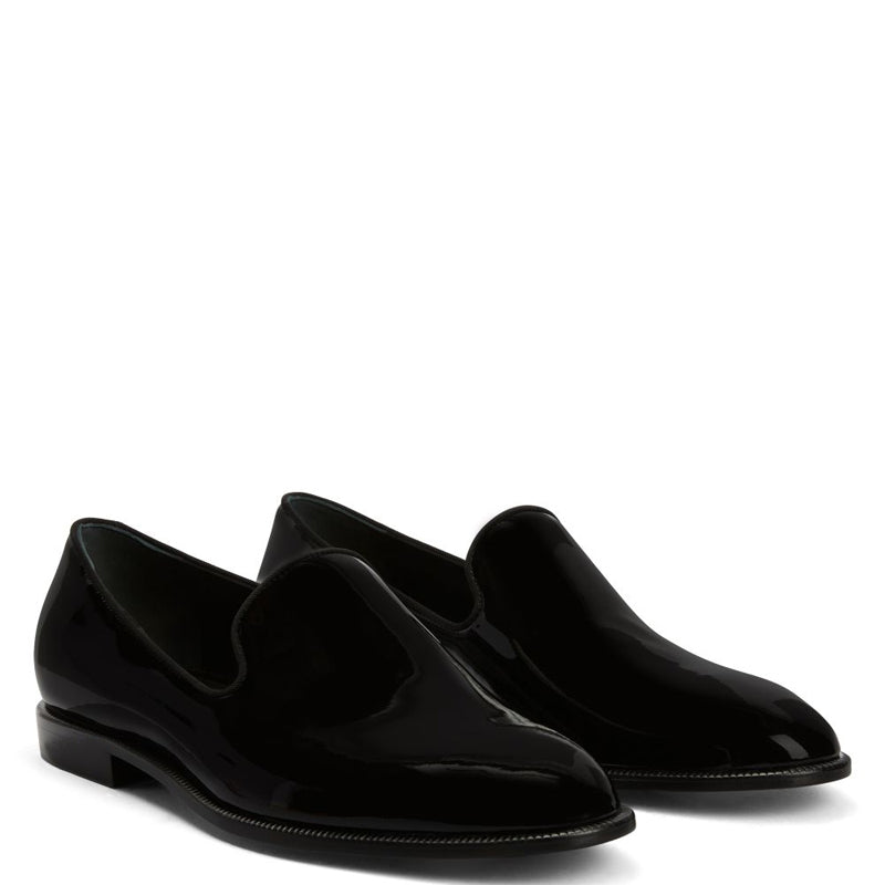 Men Classic Patent Shiny Leather Black Loafer