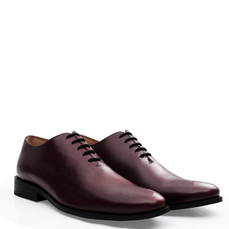 Classic Plain Wholecut Leather Oxford Shoe Dark Brown