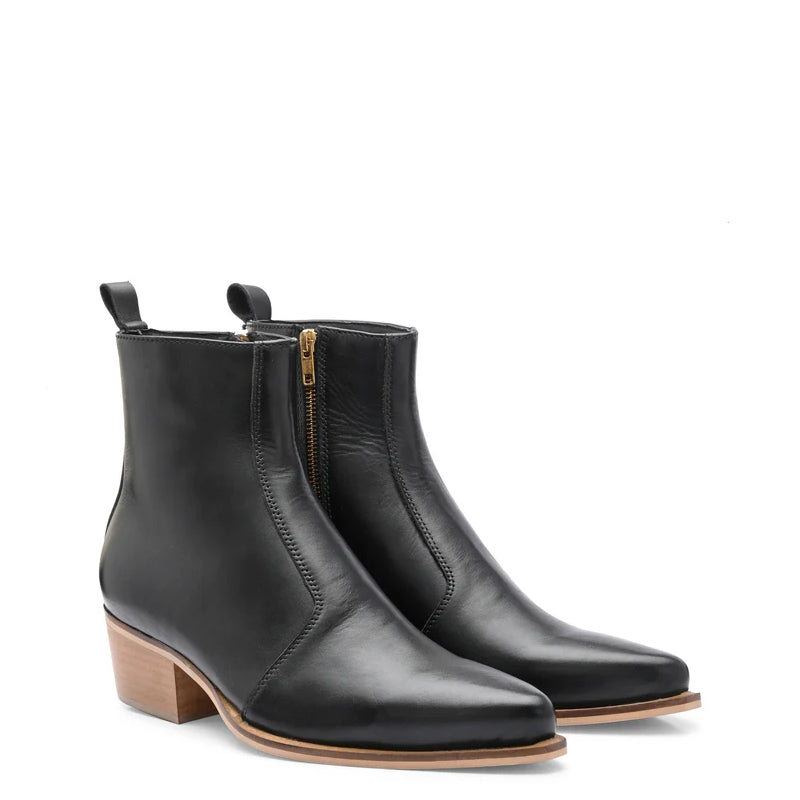 Luxury Pure Leather Fashion Boots With Side-Zipper