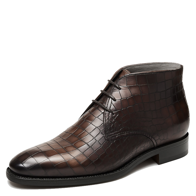 Men's Croco Leather Chukka Boots