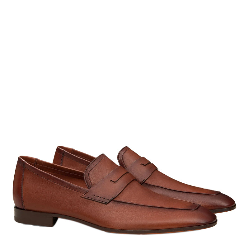 Custom Handmade Plain Leather Brown Loafer