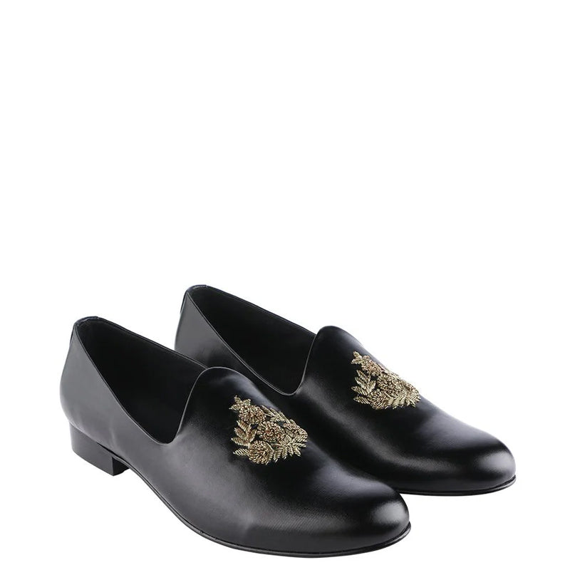 Men's Embroidered Round Toe Slip-on Mojaris