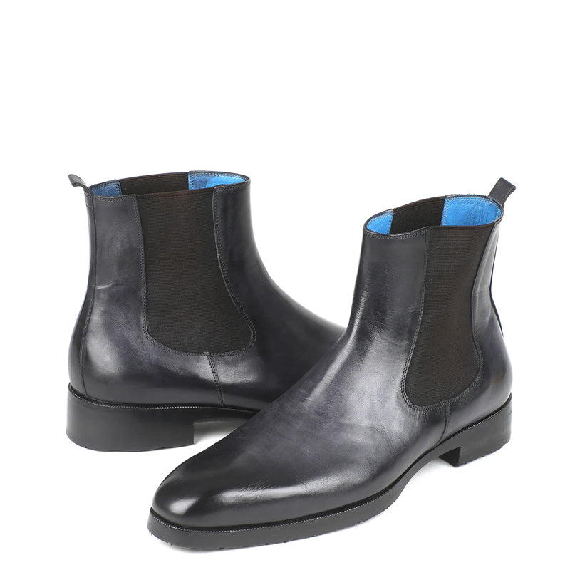 HandPainted Solid Leather Chelsea Boot Black and Green
