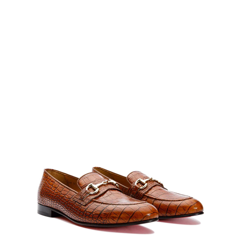 Brown Leather Bit Loafer Men Shoes