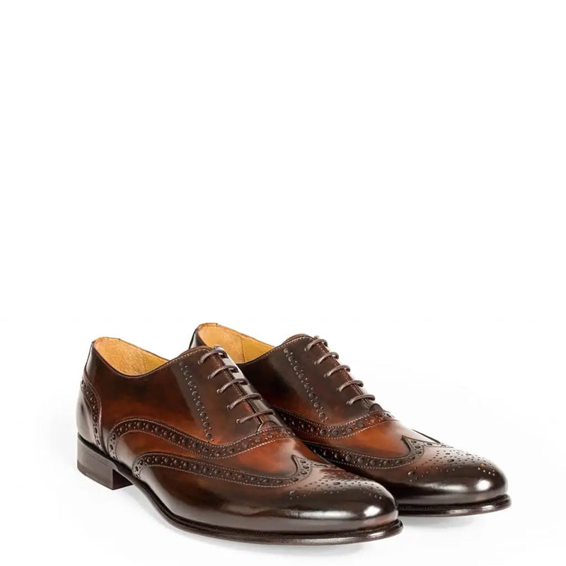 Wingtip Shiny Leather Oxford Tan / Brown Shoe