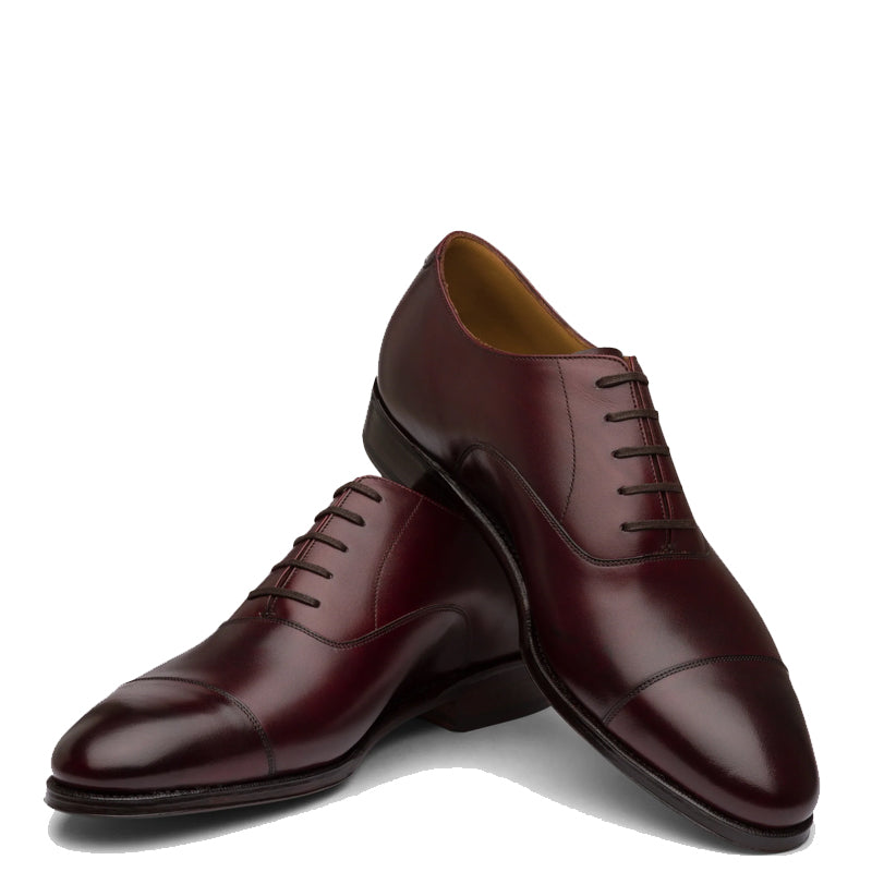 Plain Classic Captoe Leather Oxford Shoe Burgundy