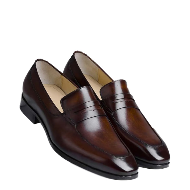 Polished Leather Penny Brown Loafer For Men