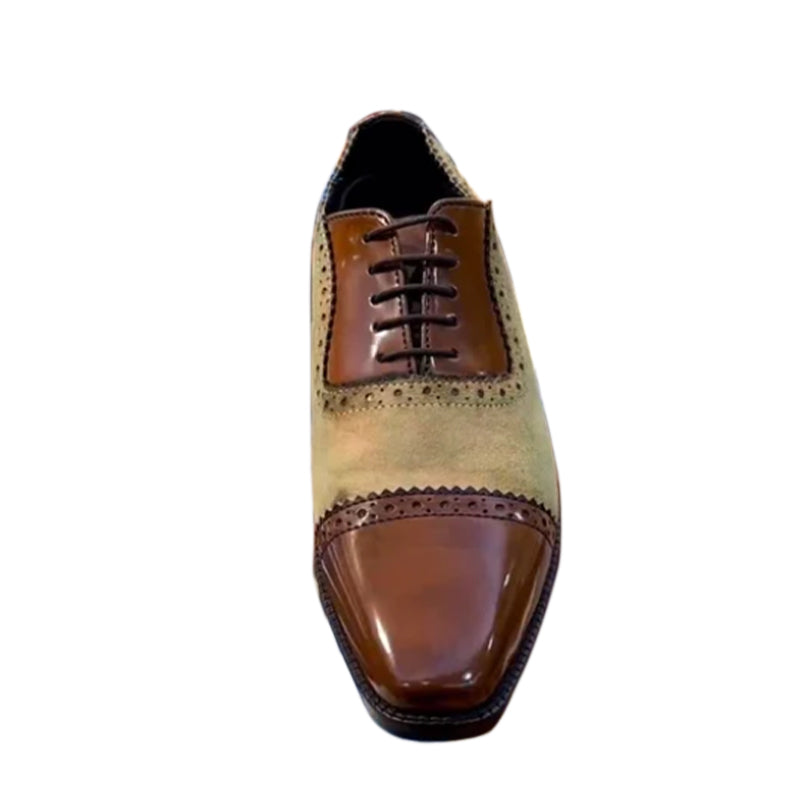 Men Leather Cap Toe Oxford Shoes