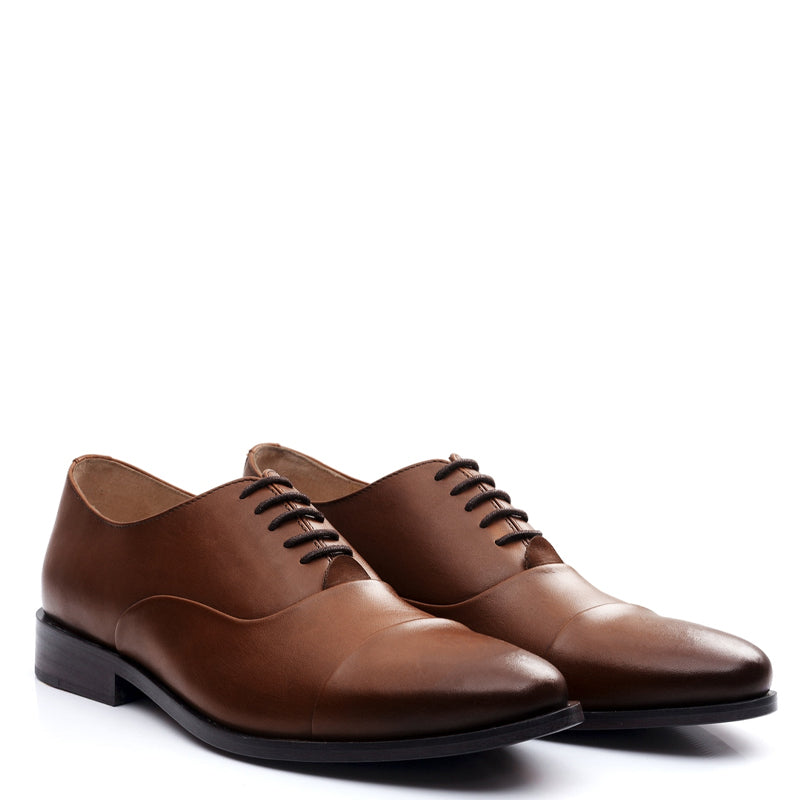 Polished Leather Captoe Plain Oxford Shoe Brown