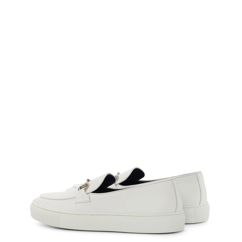 Men Comfort Horsebit Buckled White Sneaker