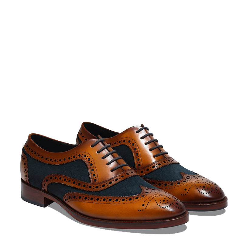Men's Dual Textured Wingtip Laceup Brogue