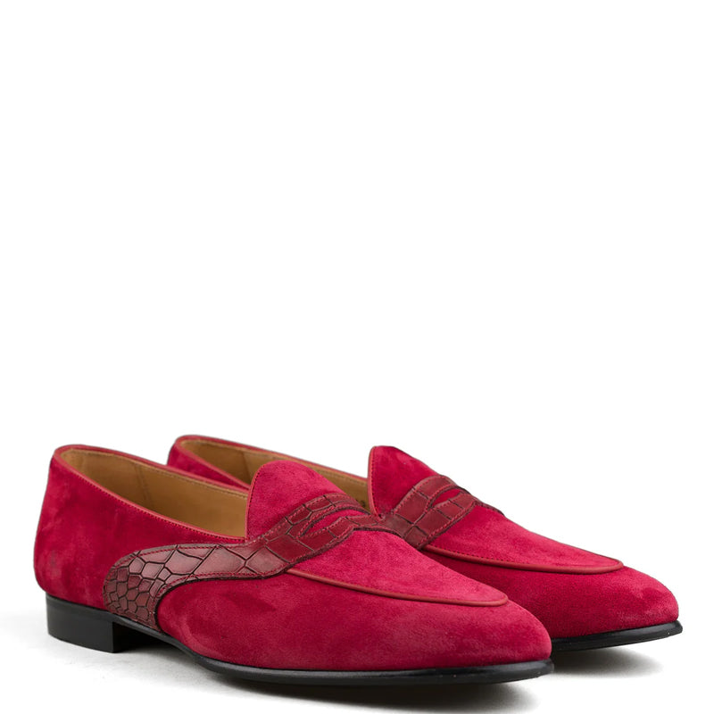 Belgian Penny Loafer Red Shoe For Men