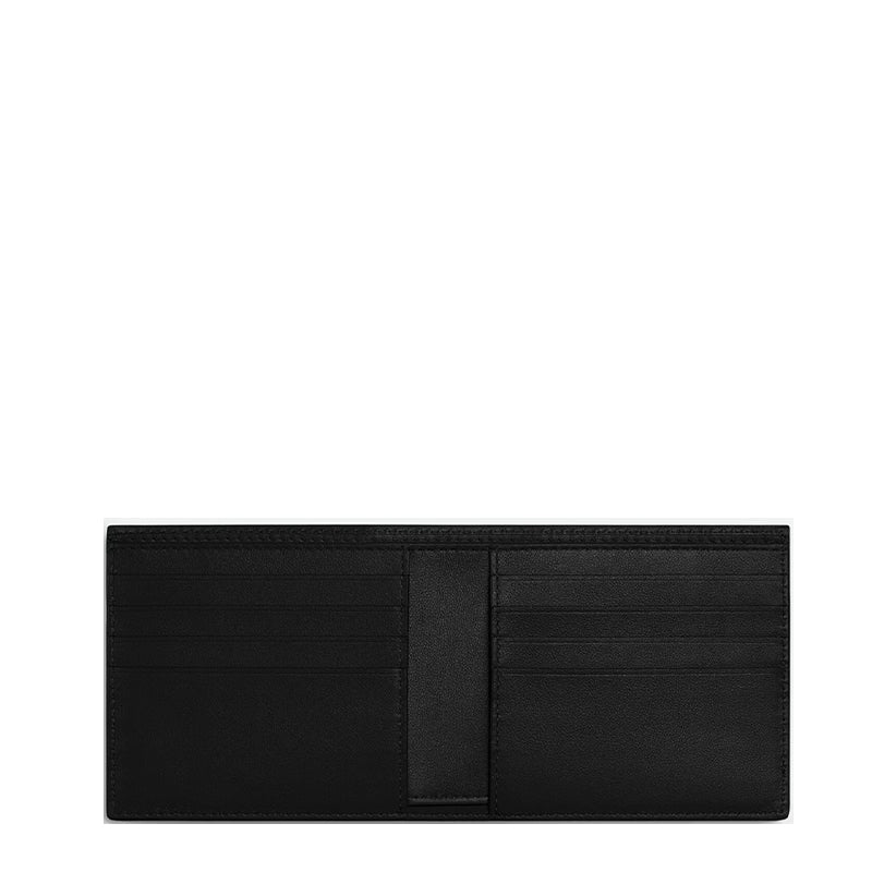 Leather Double Fold Bifold Black Wallet