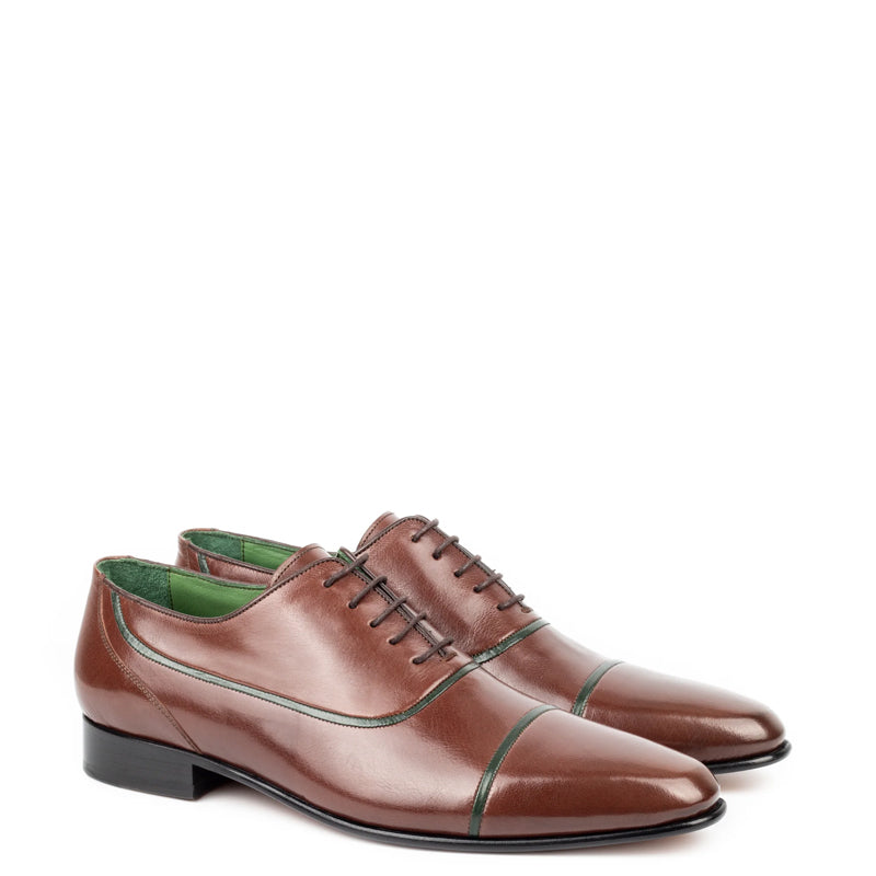 Classic Design Plain Leather Formal Oxford Shoe Green
