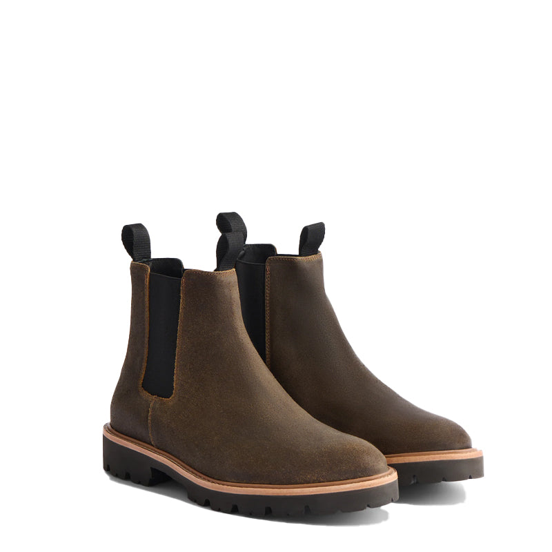 Midnight Double Strip Leather Brown Chelsea Boot