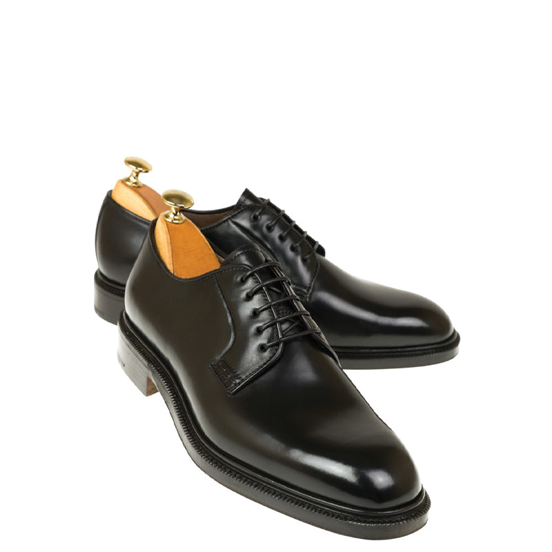 Classic Polished Leather Plain Derby Shoe Black