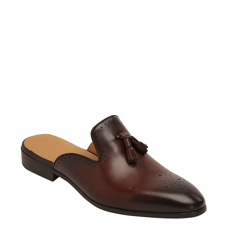 Luxury Medallion Toe Leather Mules