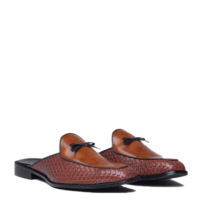 Woven Textured Luxury Mule Shoe Tan
