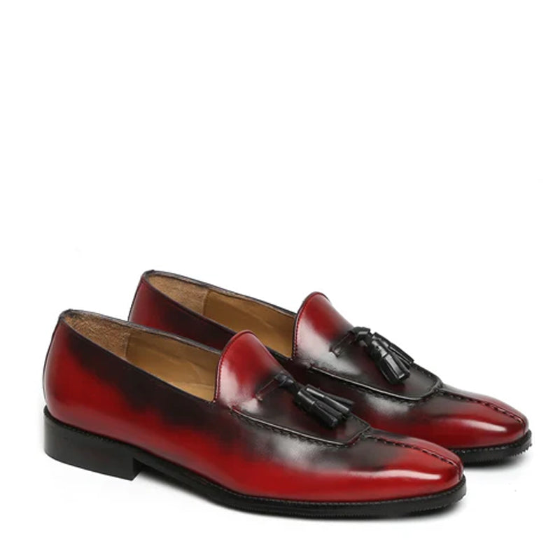 Handmade Leather Slip-On Formal Red Tassel Loafer