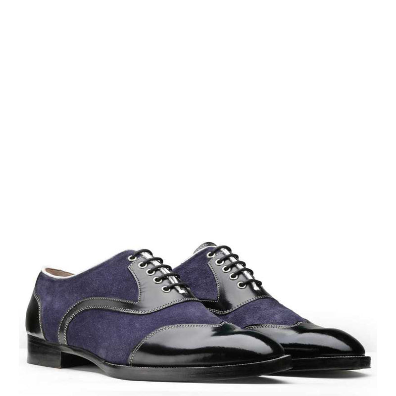 Men Navy & Black Patent Leather Oxford Shoe
