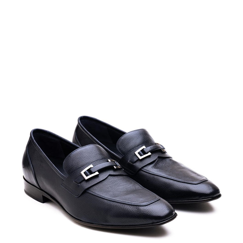 Men Solid Slip-On Trim Leather Loafer Black