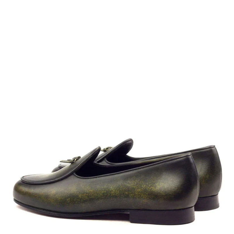 Classic Royale Olive Green Patina Leather Tassel Loafer