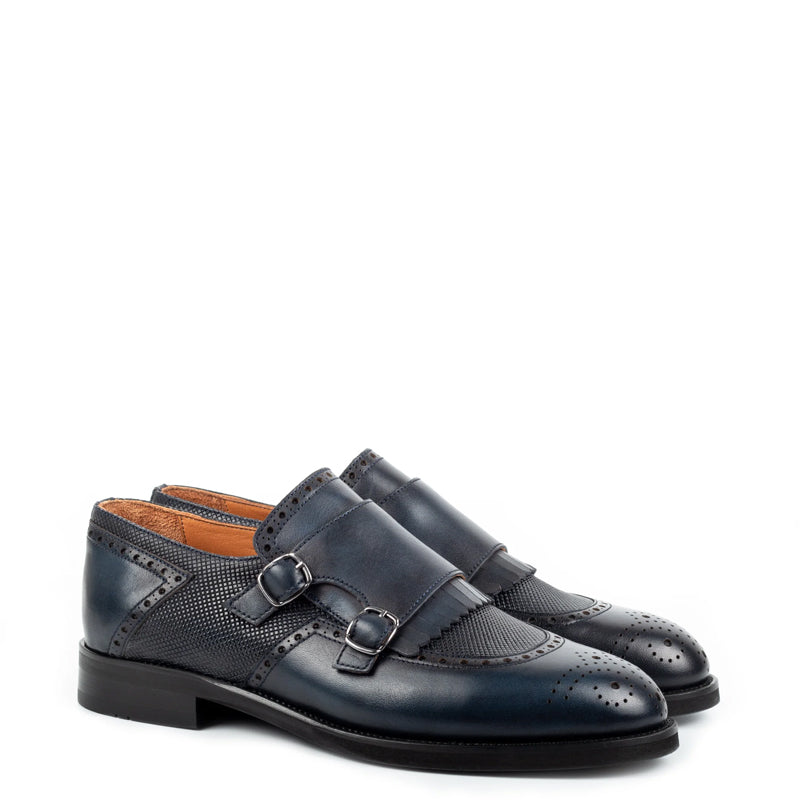 Luxury Design Leather Stylish Double Monk Shoe Black