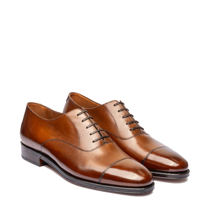 Plain Classic Design Captoe Leather Oxford Shoe Tan