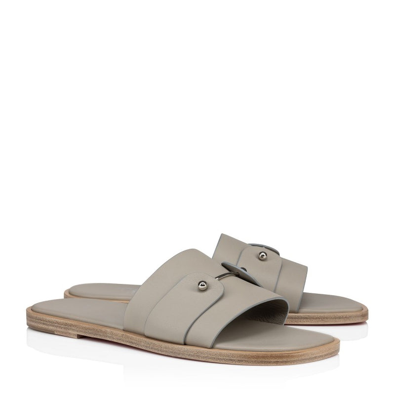 Men Slip-On Brown Leather Comfort Sandal