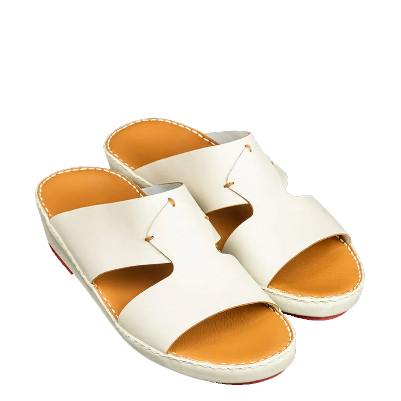 Accented Slip-On Comfort Arabic White Sandal