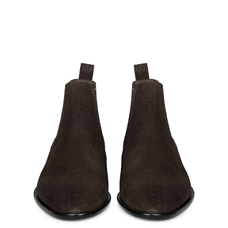 Croco Print Suede Leather Chelsea Boots