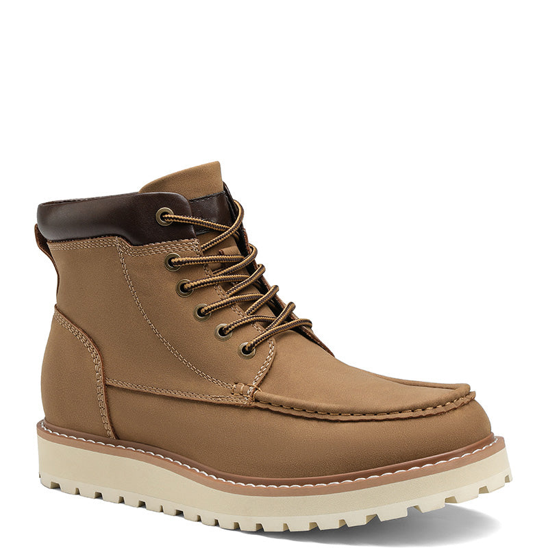 Men's Moc Toe Boot Fashion Comfort Casual Wedge Boot Tan