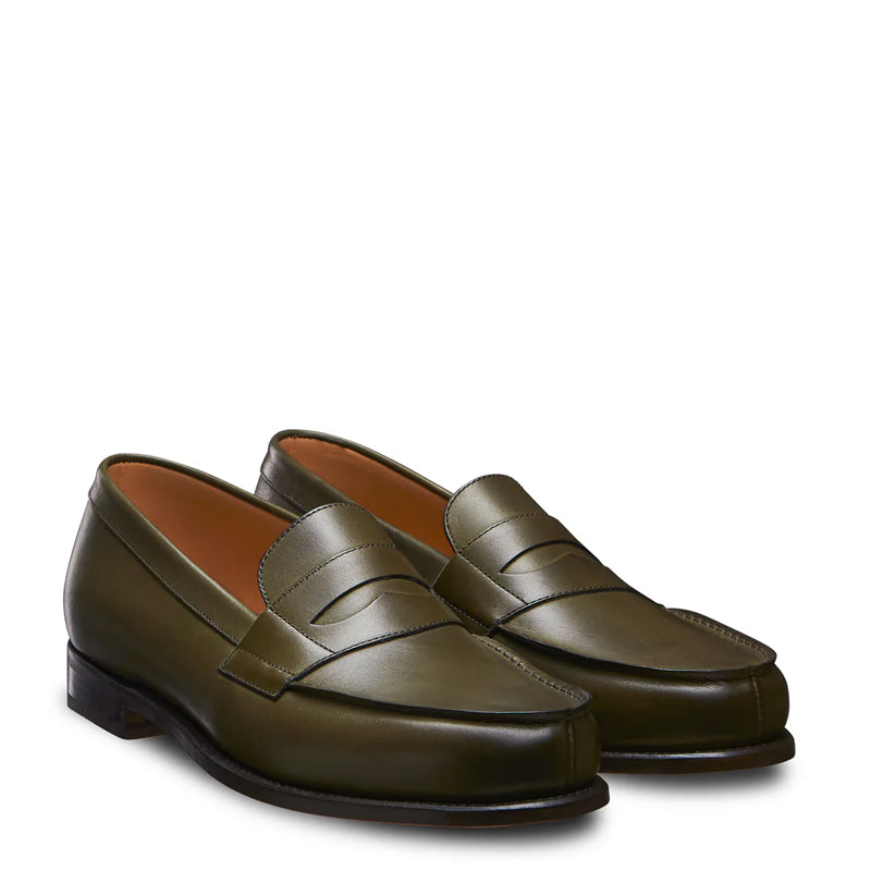 Classic Leather Green Penny Loafer For Men