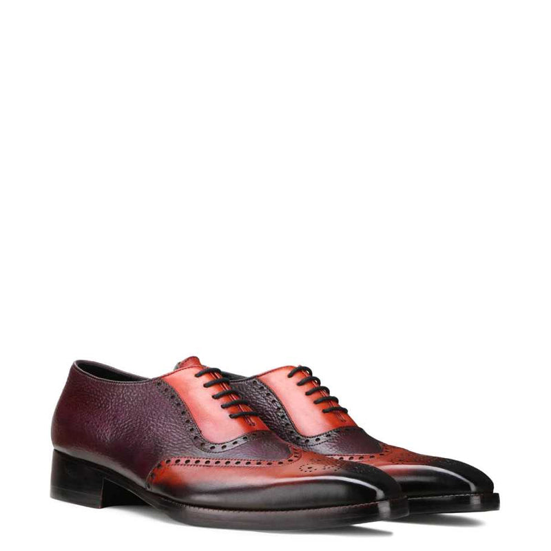 Celestia Wingtip Dual Tone Leather Oxford Burgundy / Tan Shoe