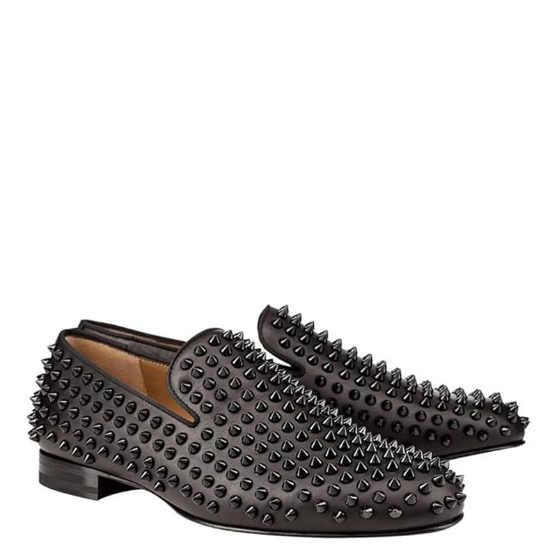 Men Suede Studded Slip On Loafers