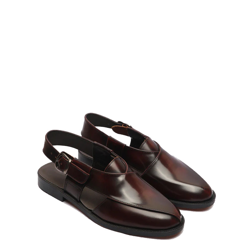 Ethnic Back Strap Leather Peshawari Black Sandal