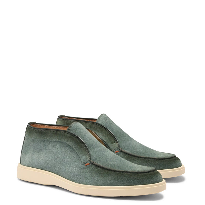 Olive Green Suede Loafer For Men
